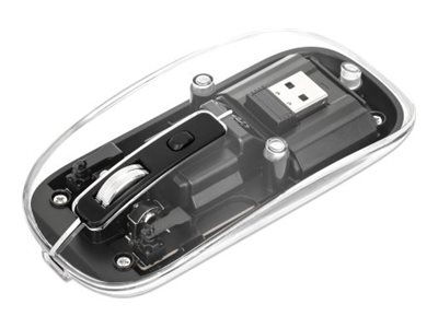 MANHATTAN Transparente Wiederaufladbare Kabellose Maus LED-Beleuchtung USB-A-Mikroempfänger Links-/Rechtshänder durchsichtig/schwarz MANHATTAN Transparente Wiederaufladbare Kabellose Maus LED-Beleuchtung USB-A-Mikroempfänger Links-/Rechtshänder durchsichtig/schwarz