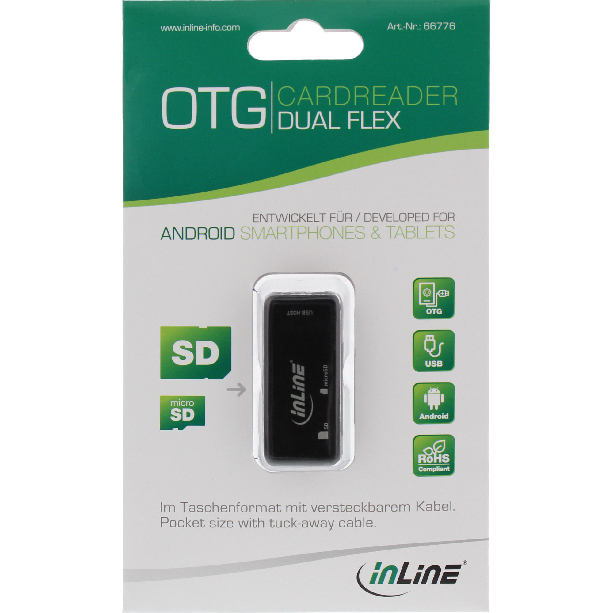 INLINE OTG Card Reader Dual Flex fuer SD und microSD mit USB Buchse und 2 Kartenslots INLINE OTG Card Reader Dual Flex fuer SD und microSD mit USB Buchse und 2 Kartenslots