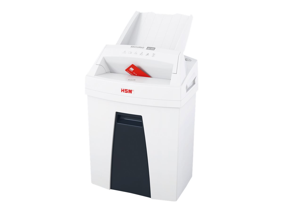 HSM SECURIO AF100 Aktenvernichter mit Partikelschnitt P-4, 4 x 25 mm, bis 100 Blatt, weiss