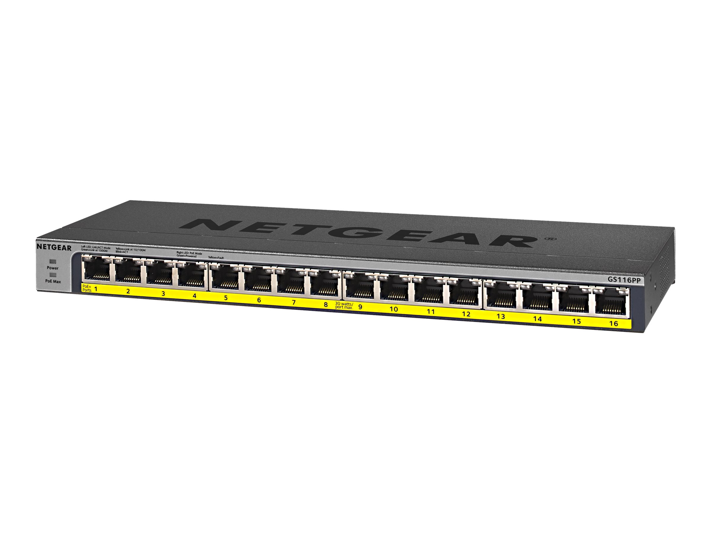 Netgear GS116LP-100EUS Switch 16 x 10/100/1000 (PoE+)