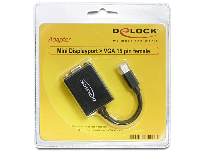 Delock Adapter mini Displayport 1.2 Stecker > VGA Buchse schwarz Delock Adapter mini Displayport 1.2 Stecker > VGA Buchse schwarz