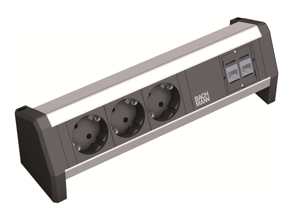 Bachmann DESK 1 Tischsteckdose 3-fach, Aluminium eloxiert