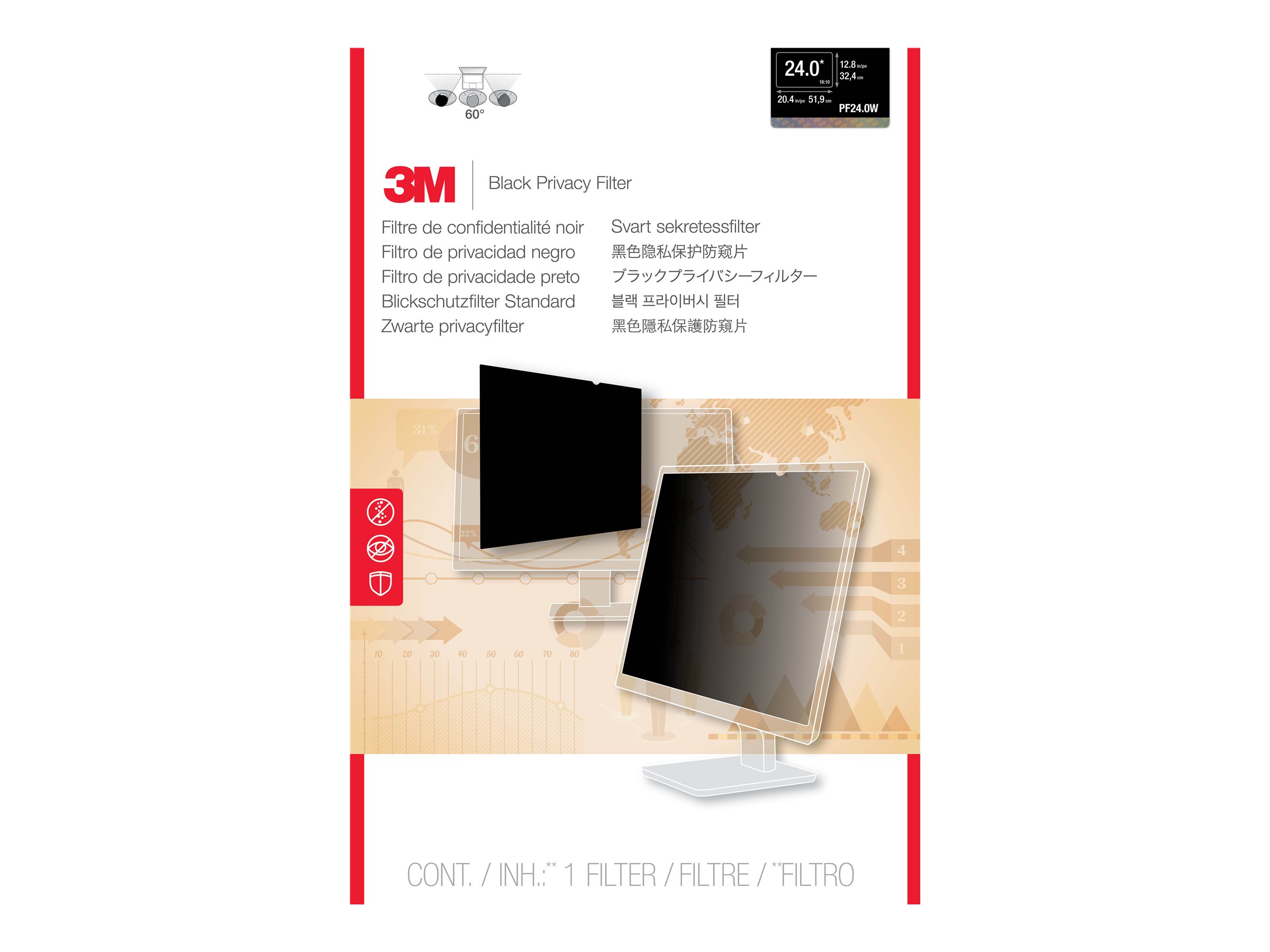 3M Blickschutzfilter PF240W1B für 61,0cm 24Zoll Breitbild-Monitor 16:10 3M Blickschutzfilter PF240W1B für 61,0cm 24Zoll Breitbild-Monitor 16:10