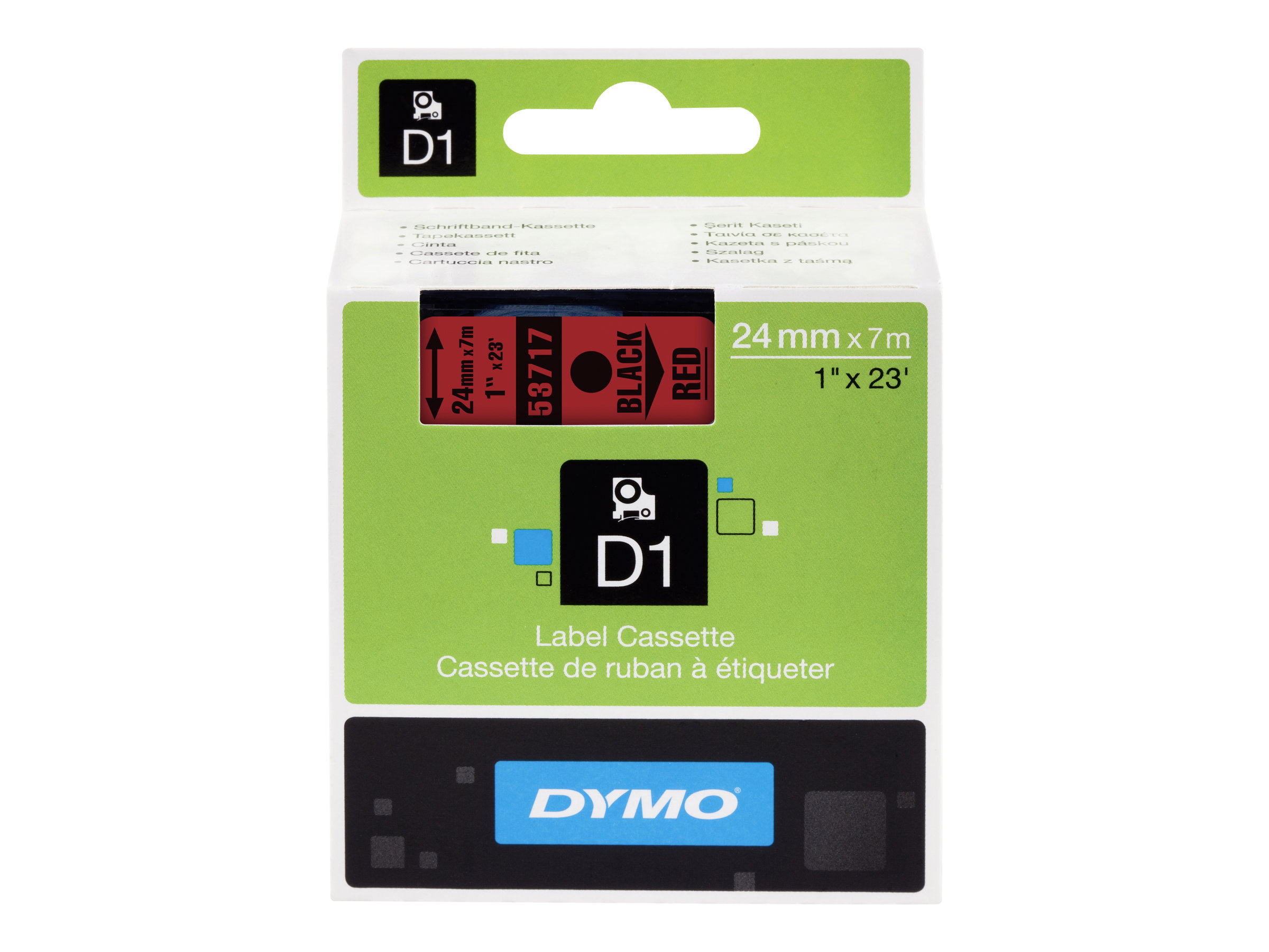 DYMO Schriftband D1 53717 S0720970, 24 mm schwarz auf rot