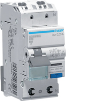 Hager FI/LS-Schalter ADS960D 1P+N 6kA C10A 0,03A A QC&QB