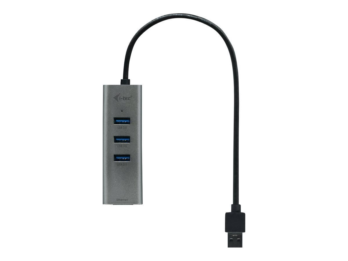 I-TEC USB 3.0 Metal 3-Port HUB mit Gigabit Ethernet Adapter 1x USB 3.0 auf RJ-45 3x USB 3.0 Port LED-Anzeige I-TEC USB 3.0 Metal 3-Port HUB mit Gigabit Ethernet Adapter 1x USB 3.0 auf RJ-45 3x USB 3.0 Port LED-Anzeige