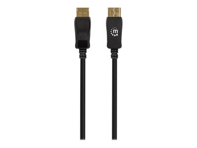 MANHATTAN 8K60Hz DisplayPort 1.4 Kabel Stecker auf Stecker 3m HDR vergoldete Kontakte Rastnase und geflochtene Ummantelung schwarz