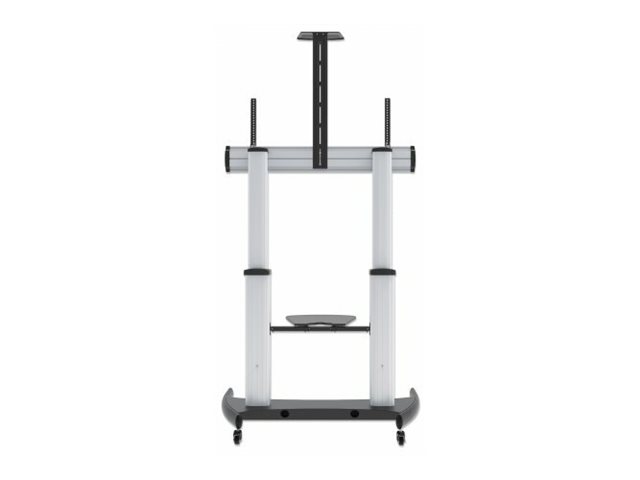 MANHATTAN Premium TV-Staender auf Rollen Traglast bis 100kg 60Z bis 100Z neigbar hoehenverstellbar 2 Fachboeden silber/schwarz
