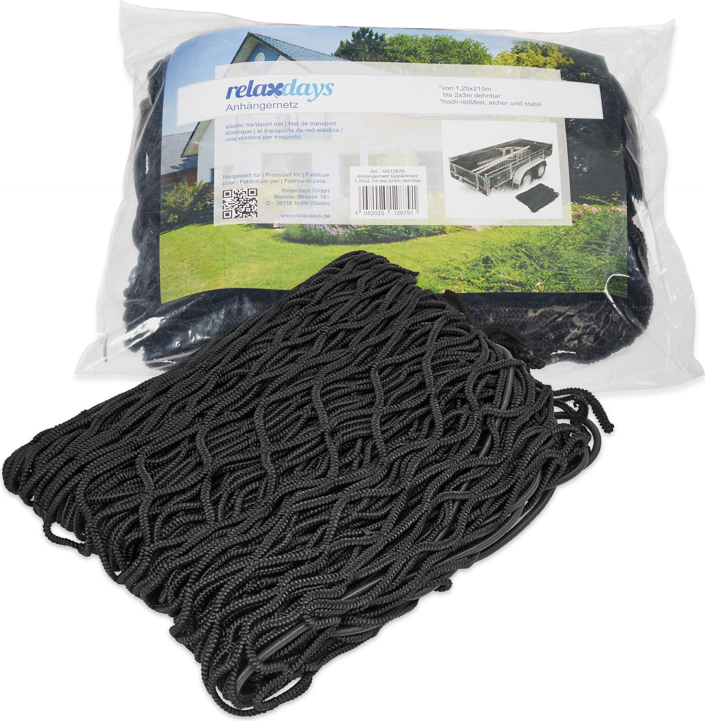 Relaxdays Anhängernetz 2,0 x 3,0 m Schwarz