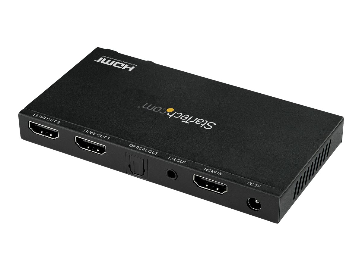 STARTECH.COM 2 Port HDMI Splitter - 4K 60Hz mit eingebautem Scaler - HDCP 2.2 - EDID Emulation - 7.1 Surround Sound