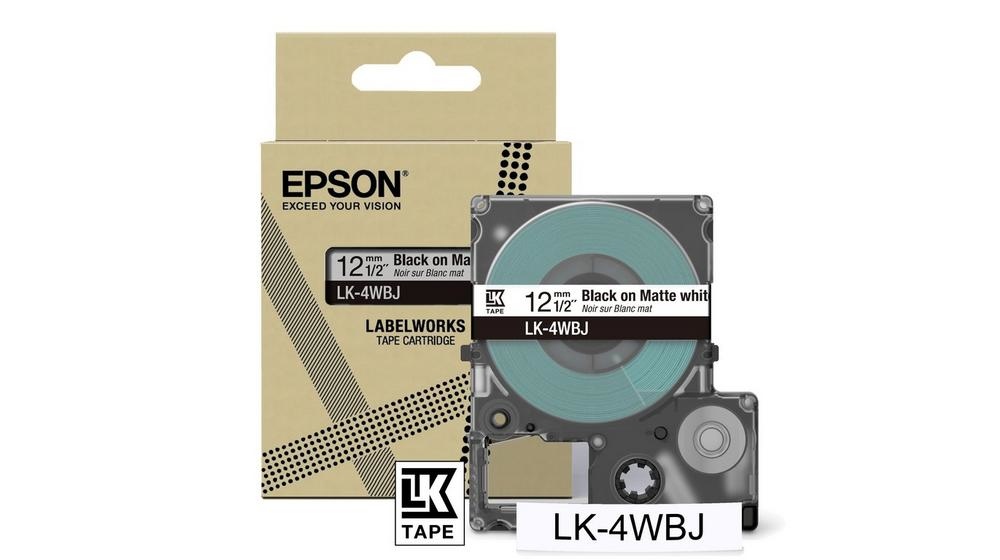 Epson LabelWorks LK-4WBJ 12 mm Weiß matt Schrift Schwarz