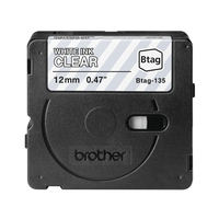 BROTHER 12MM BTAG135 Tape White on Transparent