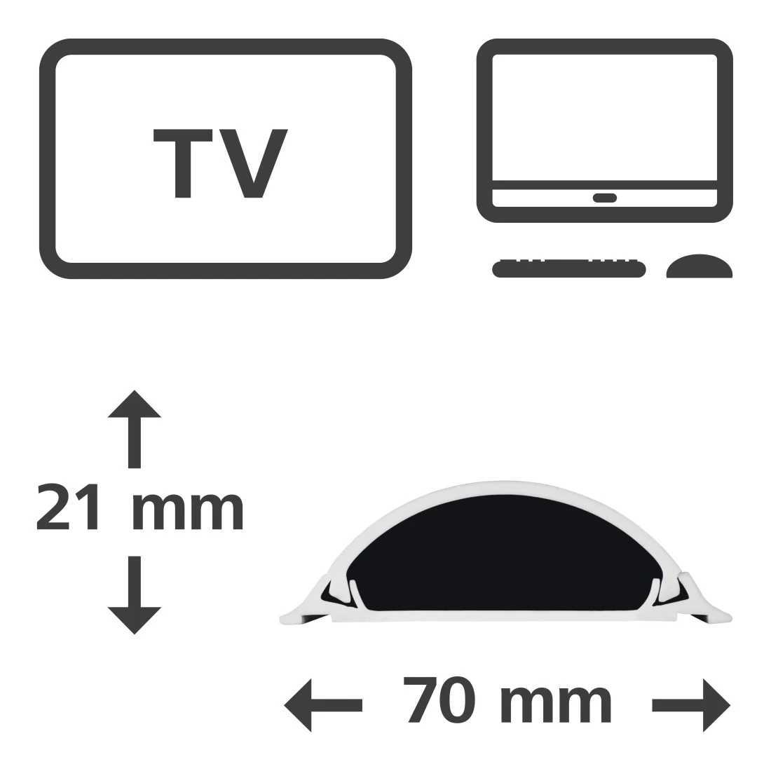 Hama halbrund PVC Kabelkanal weiß