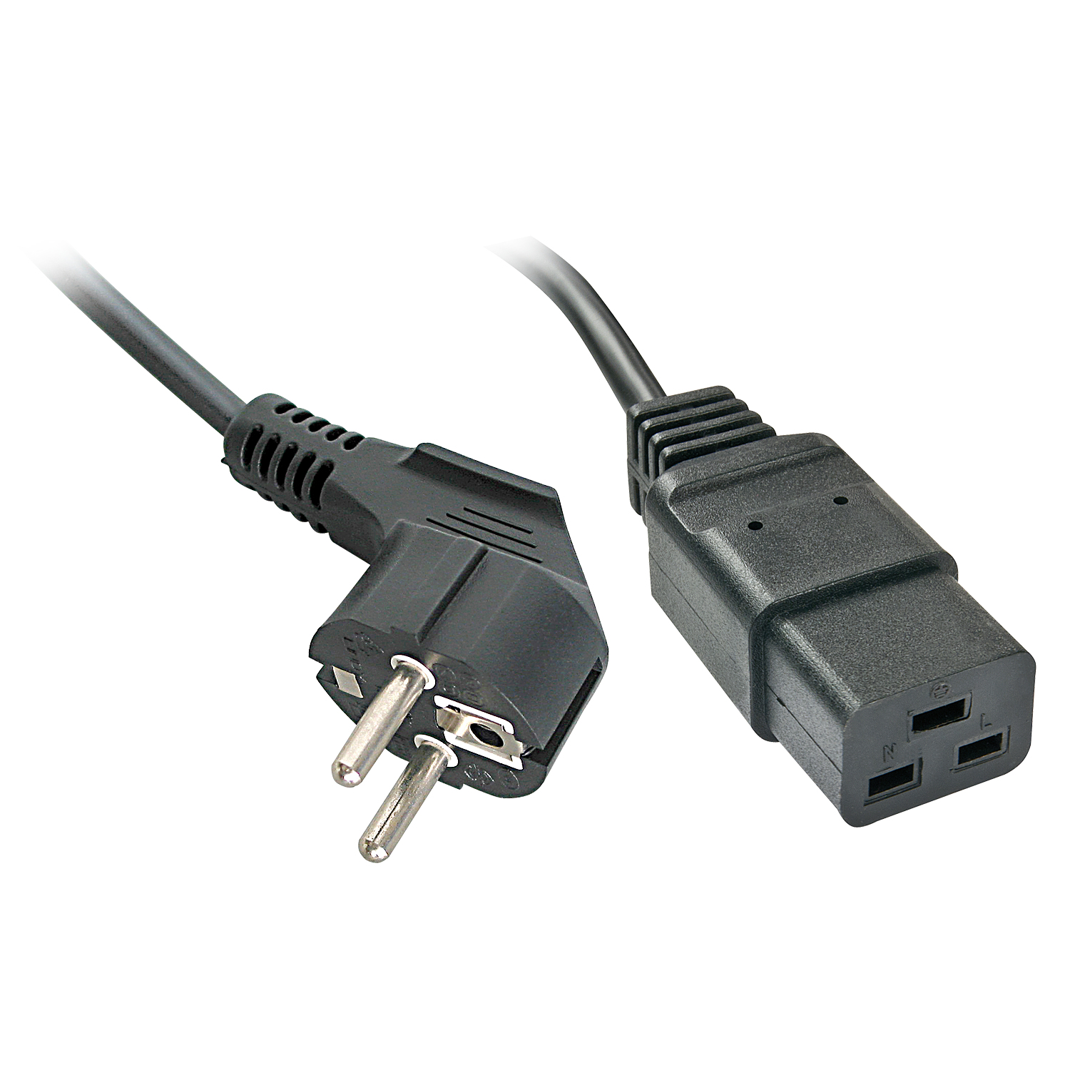 LINDY 2m Schuko auf IEC C19 Netzkabel fuer IECKaltgeraeteverbindungen bis 16A