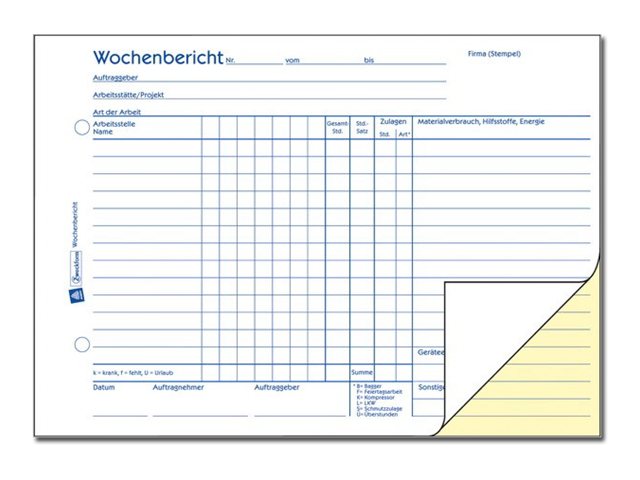 AVERY Zweckform Wochenbericht Formularbuch 1311 AVERY Zweckform Wochenbericht Formularbuch 1311