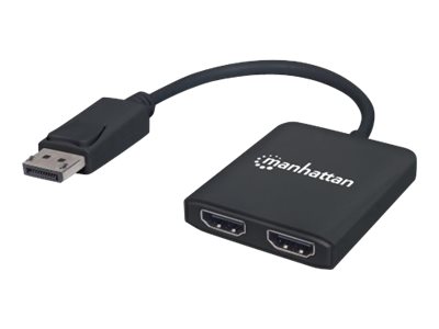 MANHATTAN DP auf 2-Port HDMI-Splitter mit MST verteilt ein DisplayPort-Signal auf zwei HDMI-Monitore 4K30Hz Strom ueber USB schwarz MANHATTAN DP auf 2-Port HDMI-Splitter mit MST verteilt ein DisplayPort-Signal auf zwei HDMI-Monitore 4K30Hz Strom ueber USB schwarz