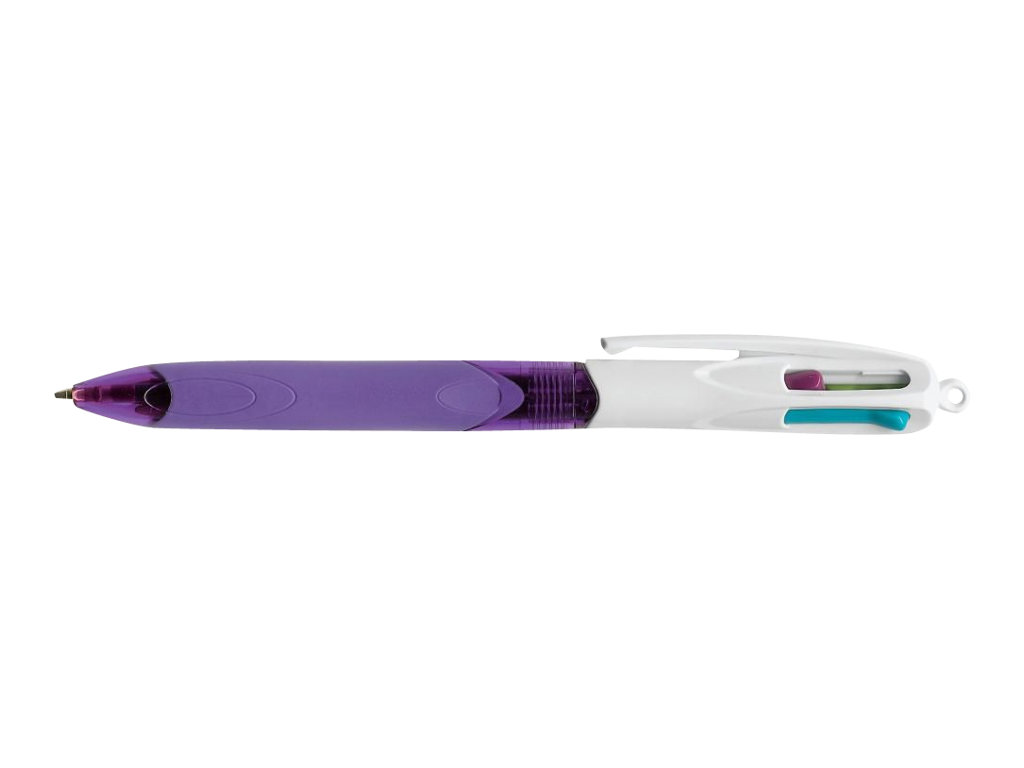 BIC 4-Farben-Kugelschreiber 4 Colours GRIP Fashion lila/weiÃ, Schreibfarbe: hellgrÃ¼n, rosa, violett, tÃ¼rkis, 1 St.