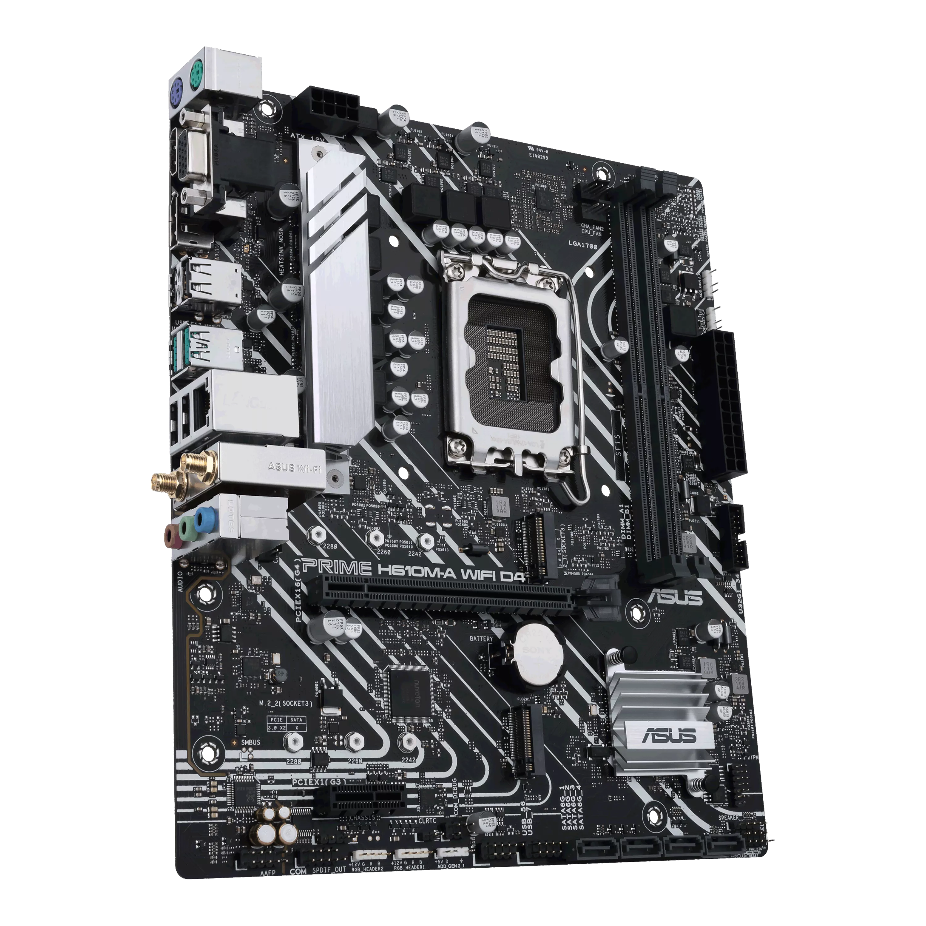 ASUS PRIME H610MA WIFI D4 Intel H610 LGA 1700 2DDR4 1xPCIe 40 x16 2xM2 4xSATA 6Gbs 4xUSB 32 microATX MB