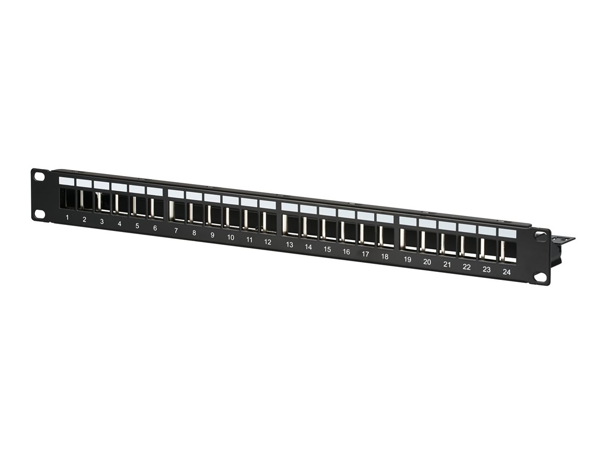 EFB Verteilerfeld Patchpanel 48,26cm 19Zoll 1HE 24Port schwarz ohne Keystone