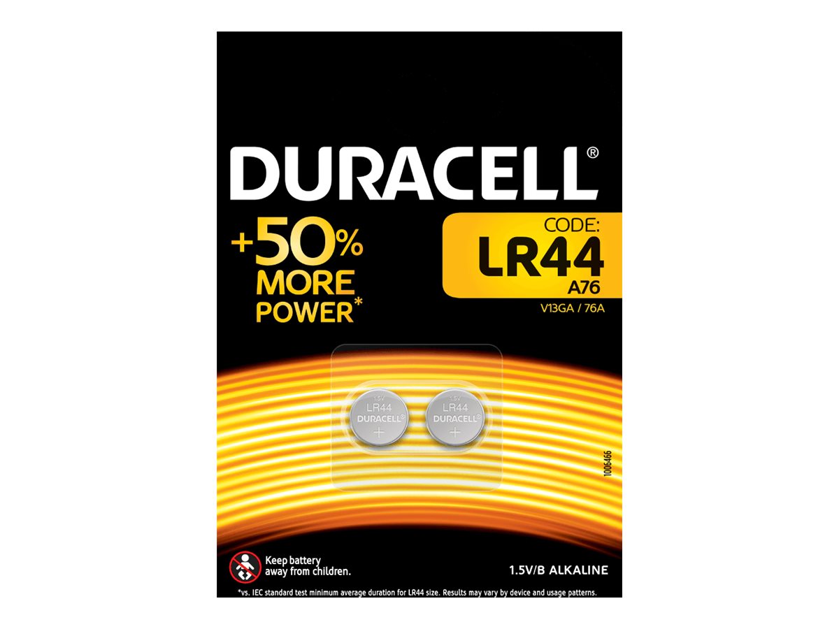 2 DURACELL Knopfzellen LR44 1,5 V
