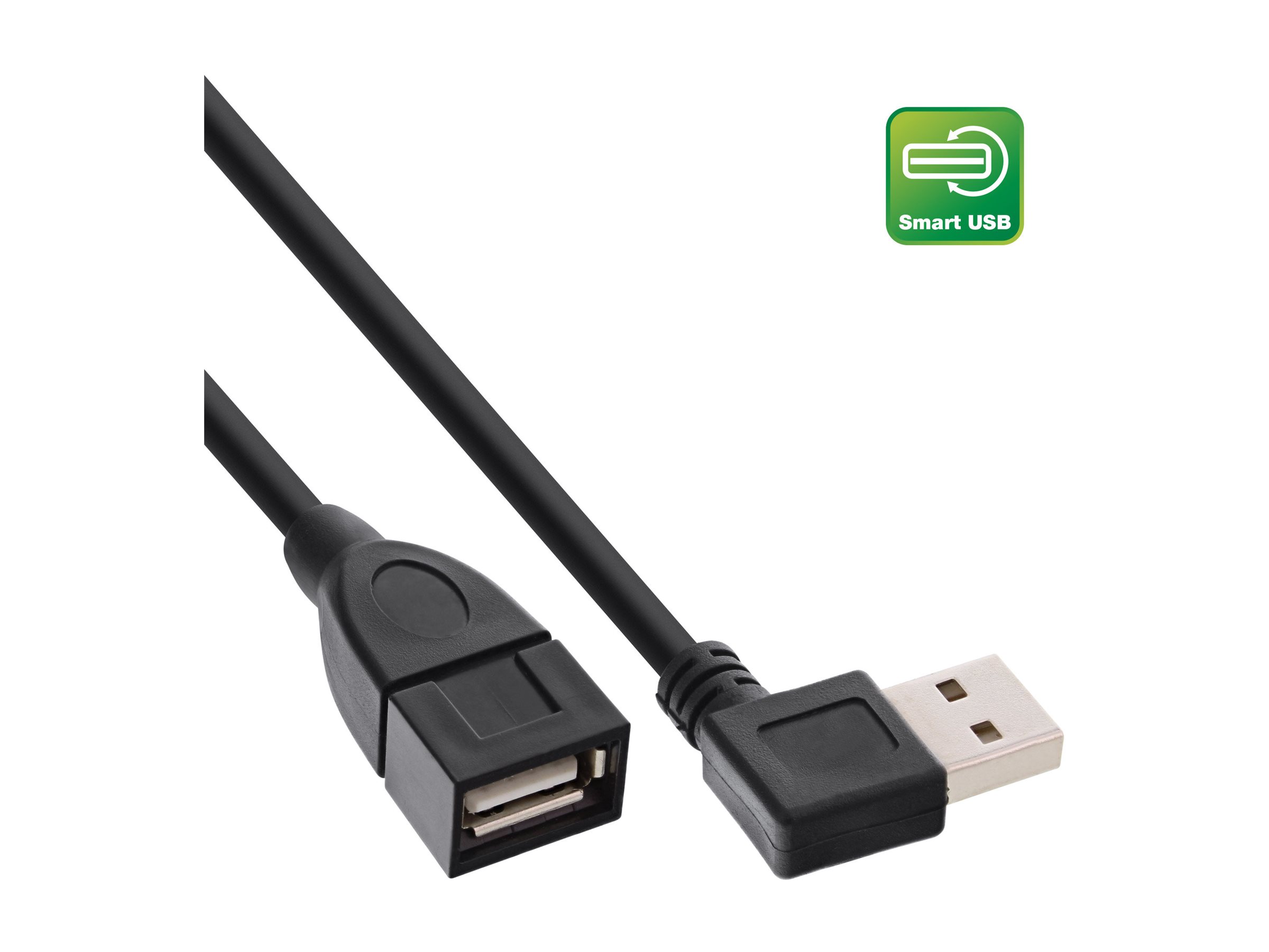 INLINE Smart USB 2.0 Verlaengerung gewinkelt Stecker Buchse Typ A schwarz 0,2m