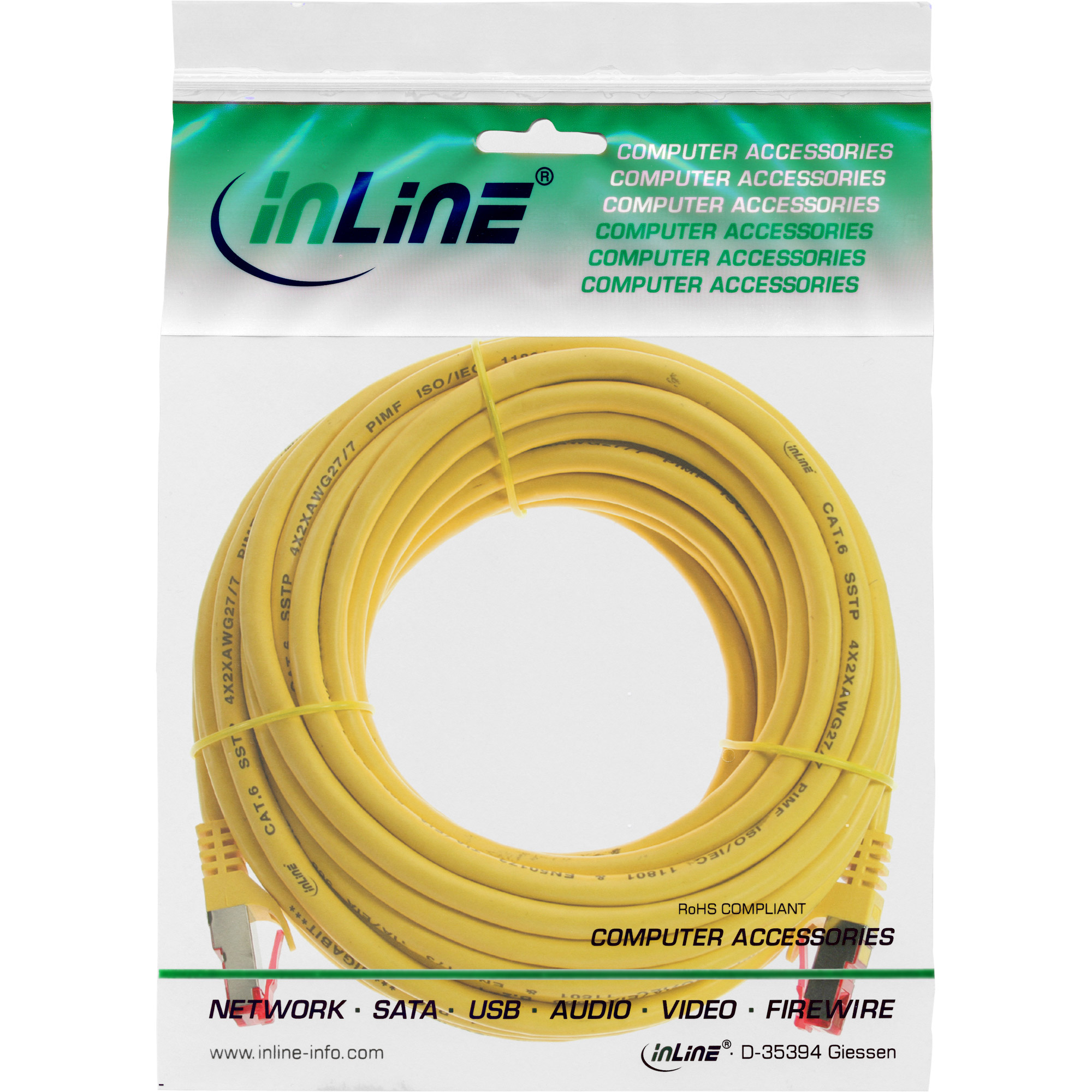 INLINE Patchkabel Cat.6 250MHz PVC CCA gelb 7,5m INLINE Patchkabel Cat.6 250MHz PVC CCA gelb 7,5m