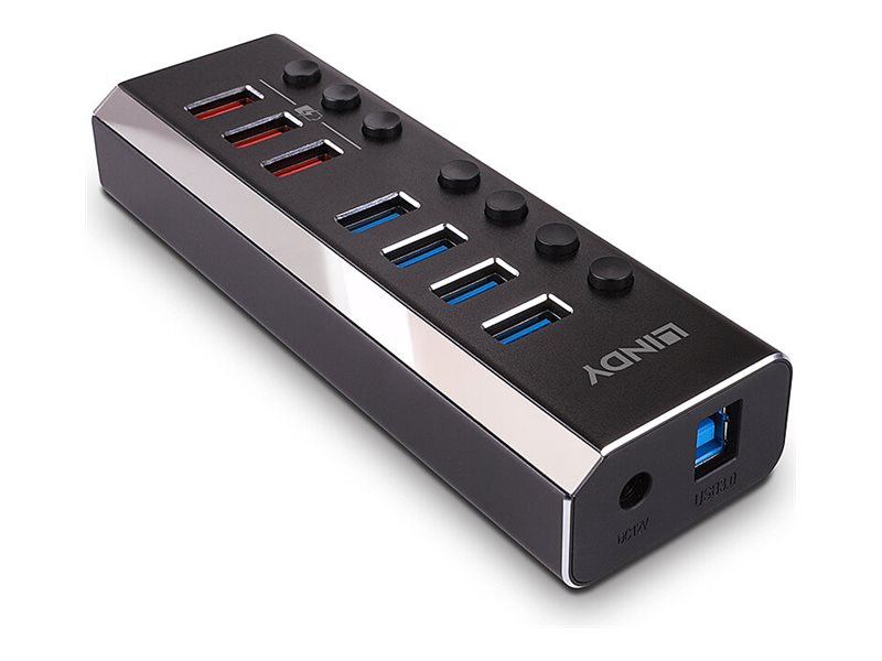 4 Port USB 3.0 Hub mit 3 Schnelladeports