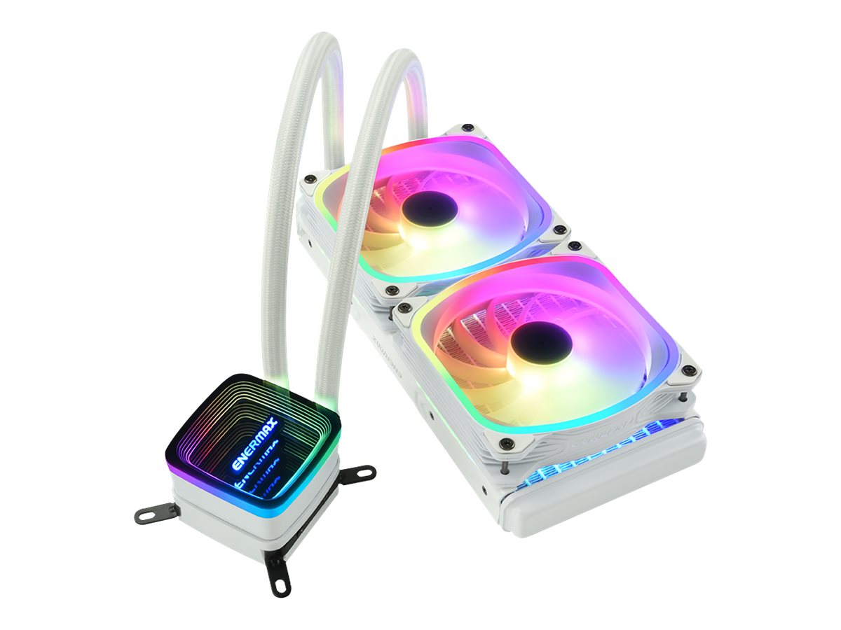 ENERMAX AQUAFUSION ADV ARGB Snow White 240 AIO CPU Wasserkuehlung Intel LGA1700 AM5 Ready,250W+ TDP 2x 240mm PWM SquA RGB-Luefter