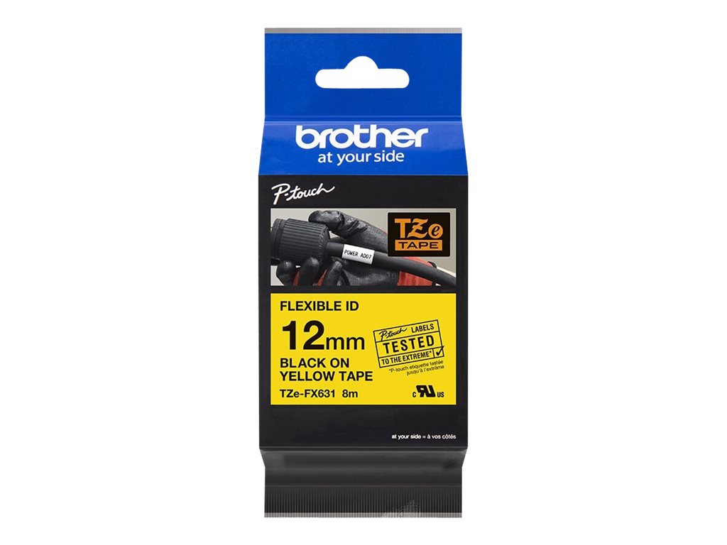 Schriftbandkassette Brother 12mm gelb/schwarz   TZEFX631