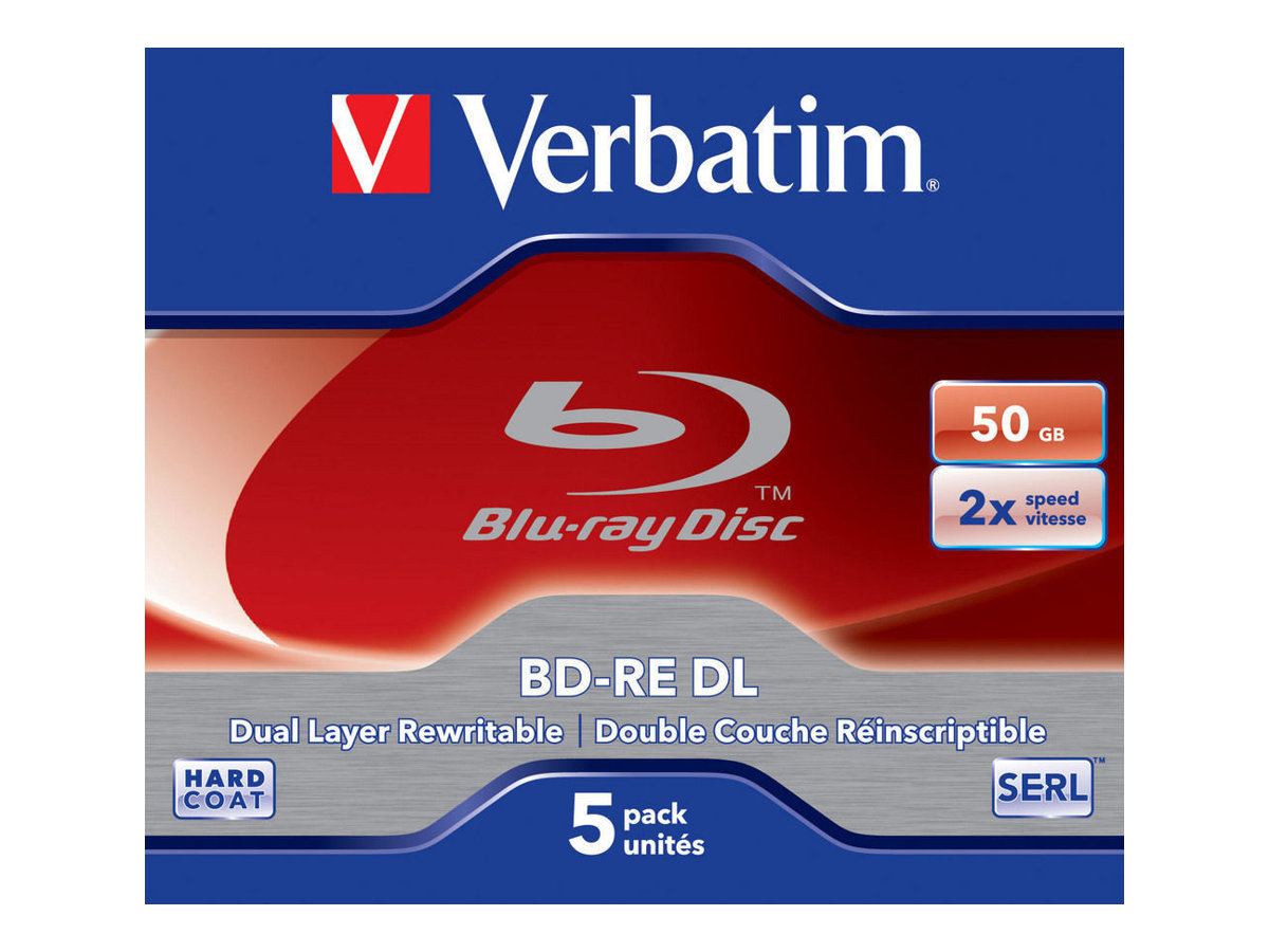 5 verbatim Blu-ray BD-RE 50 GB Double Layer, wiederbeschreibbar