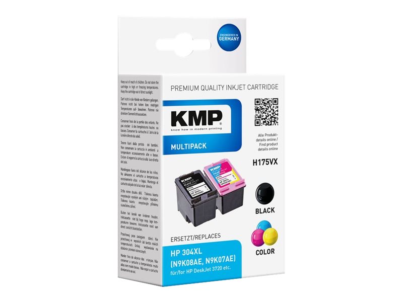 KMP H175VX schwarz pigmentiert, color Druckerpatronen kompatibel zu HP 304XL (N9K08AE/N9K07AE), 2er-Set KMP H175VX schwarz pigmentiert, color Druckerpatronen kompatibel zu HP 304XL (N9K08AE/N9K07AE), 2er-Set
