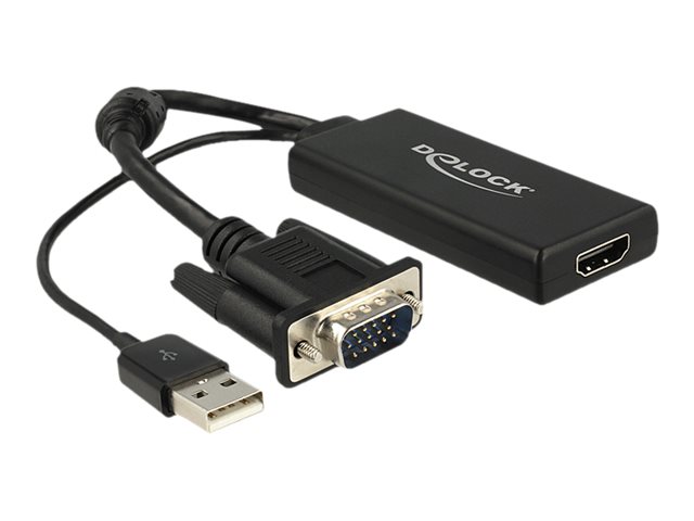 Delock Adapter VGA + Audio zu HDMI mit Kabel schwarz