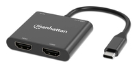MANHATTAN USB-C auf Dual-Monitor-Adapter zwei HDMI bis 4K60Hz USB-A 480 Mbit/s und USB Power Delivery 100W Ports Aluminium schwarz MANHATTAN USB-C auf Dual-Monitor-Adapter zwei HDMI bis 4K60Hz USB-A 480 Mbit/s und USB Power Delivery 100W Ports Aluminium schwarz
