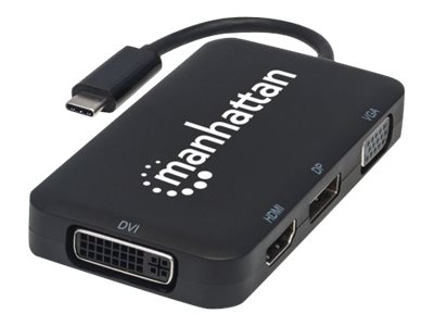 MANHATTAN USB-C Audio/Video-Konverter 4- in-1 USB 3.1 Typ C-Stecker auf HDMI-/DisplayPort-/VGA- oder DVI-Buchse schwarz MANHATTAN USB-C Audio/Video-Konverter 4- in-1 USB 3.1 Typ C-Stecker auf HDMI-/DisplayPort-/VGA- oder DVI-Buchse schwarz