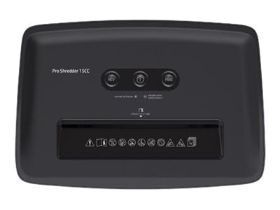 HP Pro Shredder 15CC Aktenvernichter mit Partikelschnitt P-4, 4 x 35 mm, bis 15 Blatt, schwarz
