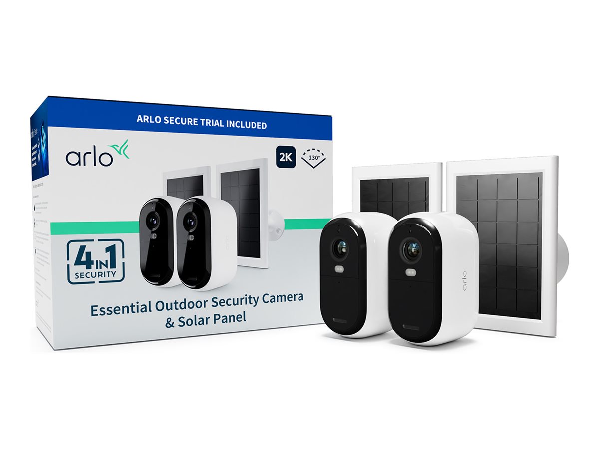 ARLO ESSENTIAL 2 2K Outdoor Camera 2pack W/2 Solar Panel BNDL