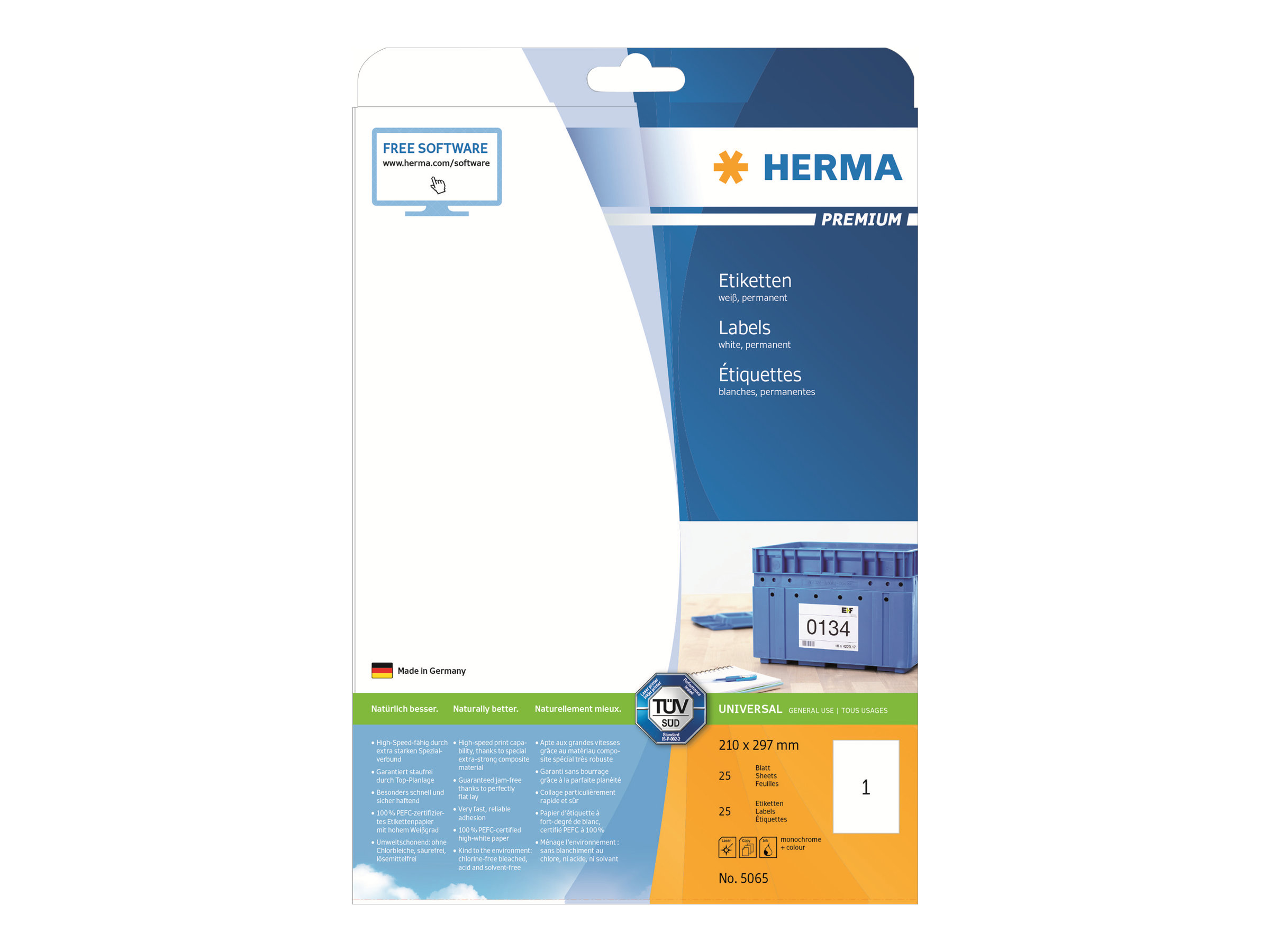 25 HERMA Etiketten 5065 weiss 210,0 x 297,0 mm 25 HERMA Etiketten 5065 weiss 210,0 x 297,0 mm