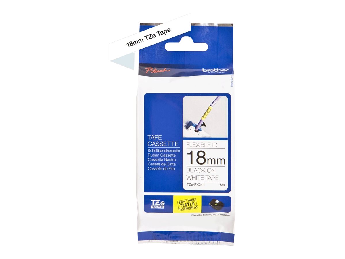 Schriftband TZeFX241 lam, flex Schwarz auf Weiss 18mm x 8m
