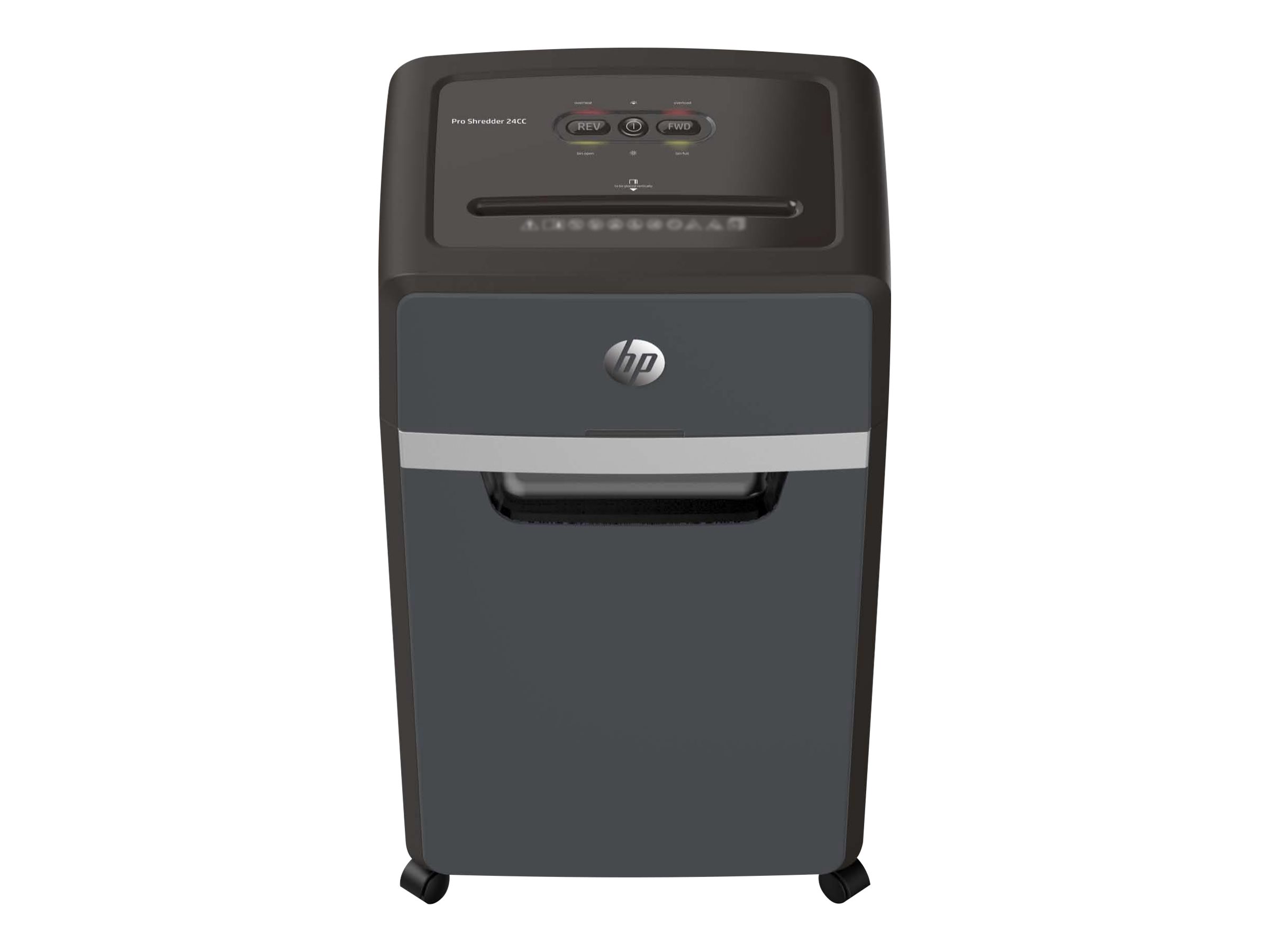 HP Pro Shredder 24CC Aktenvernichter mit Partikelschnitt P-4, 4 x 35 mm, bis 24 Blatt, schwarz HP Pro Shredder 24CC Aktenvernichter mit Partikelschnitt P-4, 4 x 35 mm, bis 24 Blatt, schwarz