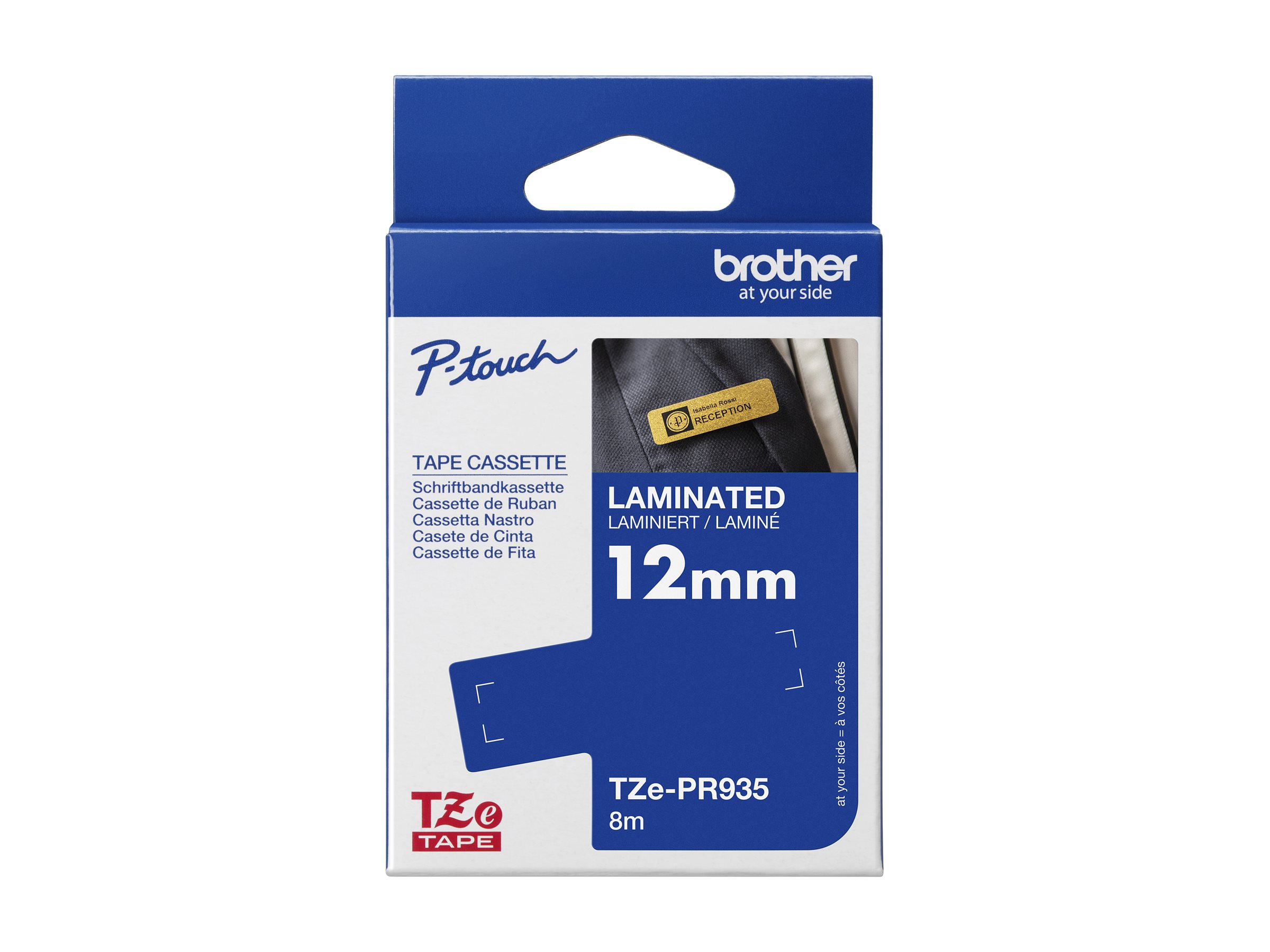 Brother laminiertes Schriftband P-Touch TZEPR935 - 12mm x 8 m - Weiß auf Premium-Silber