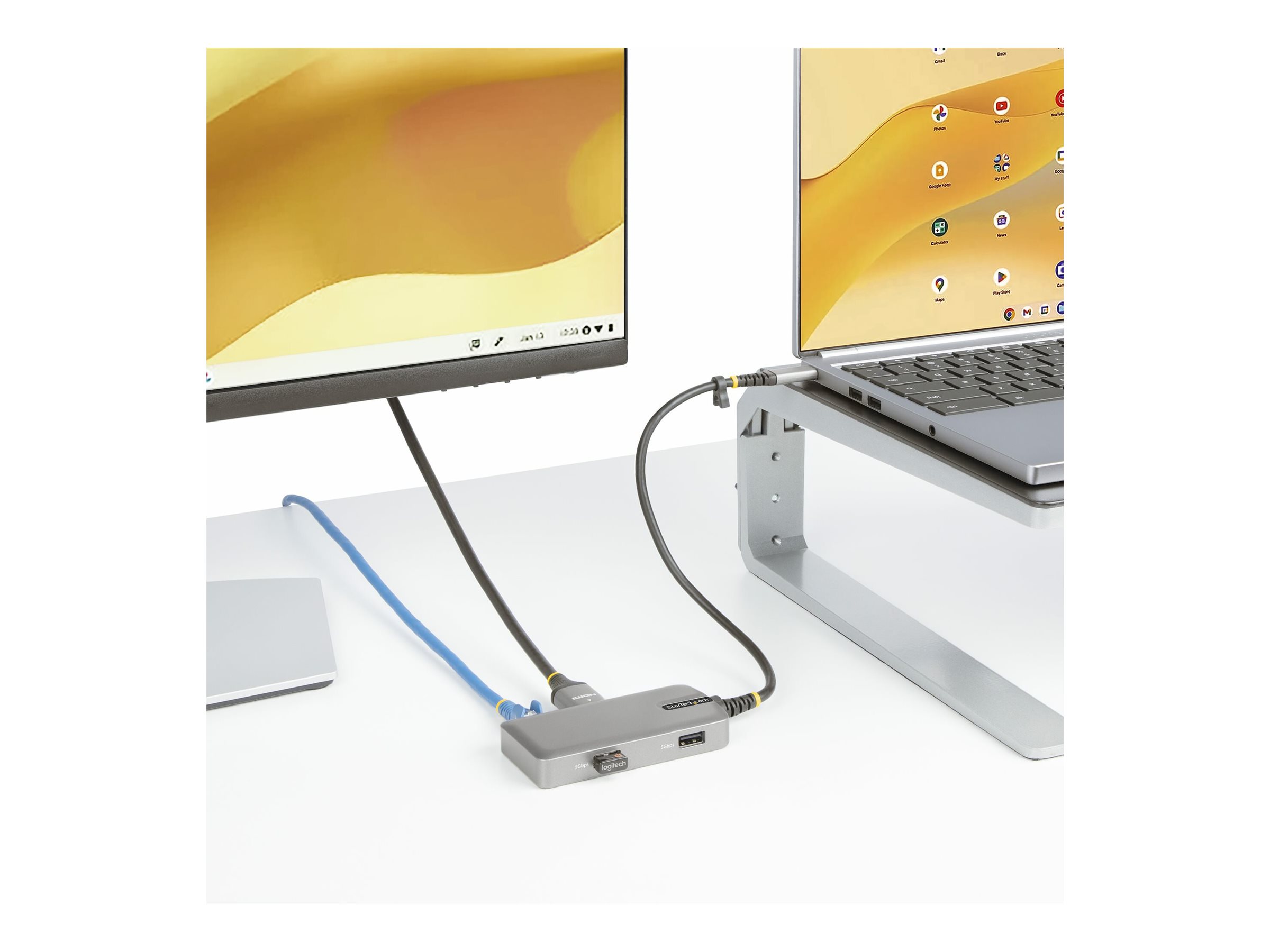 STARTECH.COM USB-C Multiport Adapter - 4K 60Hz HDMI - 2 Port USB Hub - 100W PD - Works with Chromebook-Laptop Dockingstation