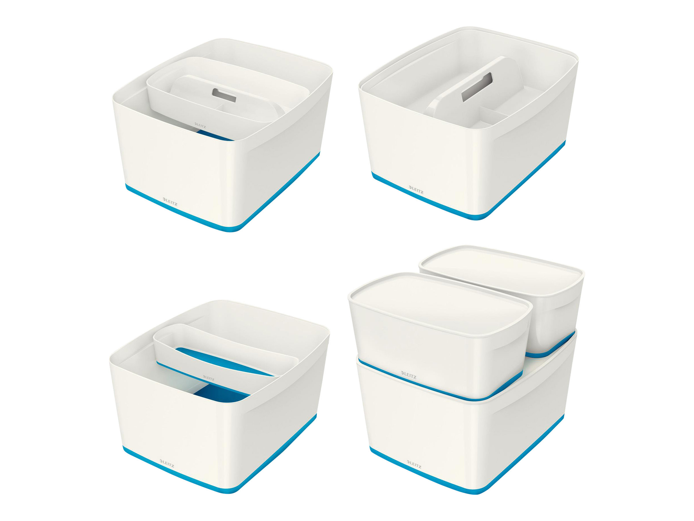 LEITZ MyBox Aufbewahrungsbox 18,0 l perlweiss/blau 38,5 x 31,8 x 19,8 cm
