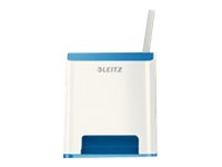 LEITZ Stiftehalter WOW Duo Colour perlweiss/blau Polystyrol 2 Faecher 9,0 x 10,1 x 10,0 cm