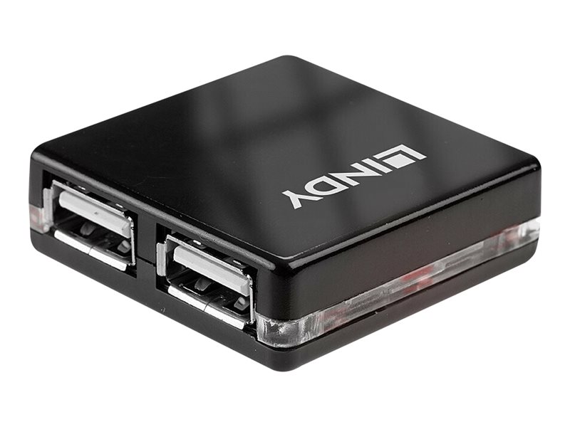 LINDY USB 2.0 Mini Hub 4 Port, 4x4cm Bus powered only