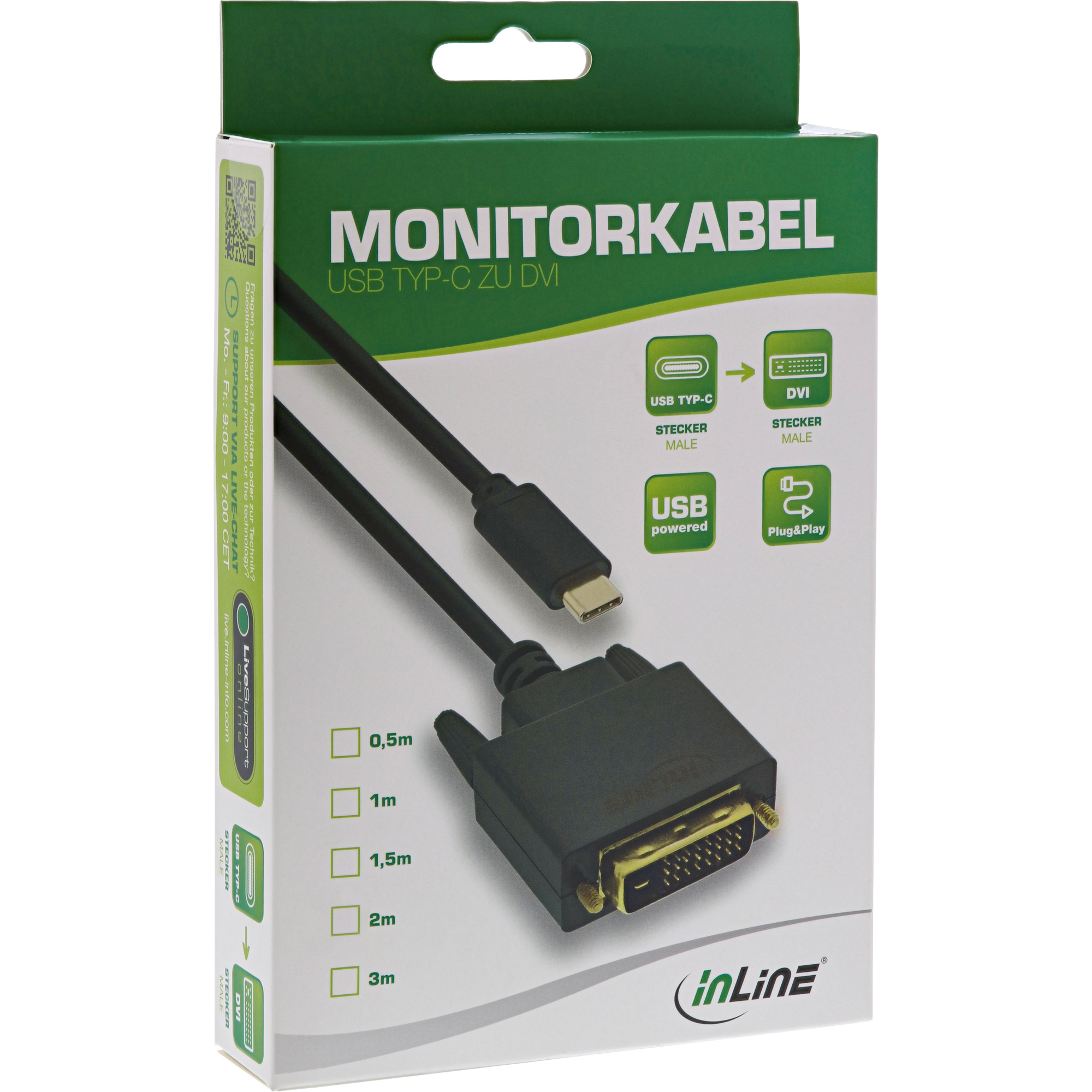 INLINE USB Displaykabel USB Typ-C Stecker zu DVI Stecker DP Alt Mode 4K2K schwarz 2m INLINE USB Displaykabel USB Typ-C Stecker zu DVI Stecker DP Alt Mode 4K2K schwarz 2m