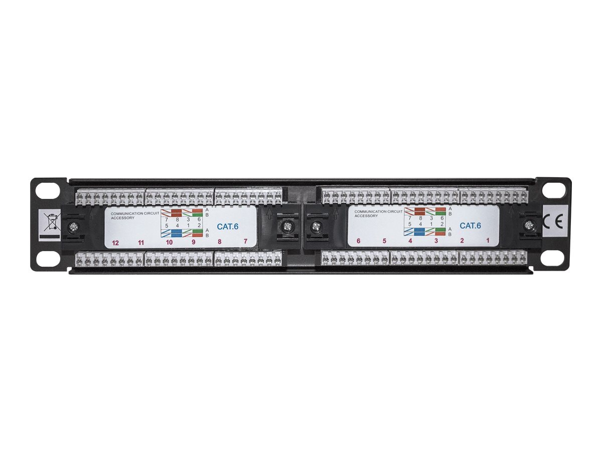 10 Patchpanel 1HE 12-Port Cat6 UTP schwarz