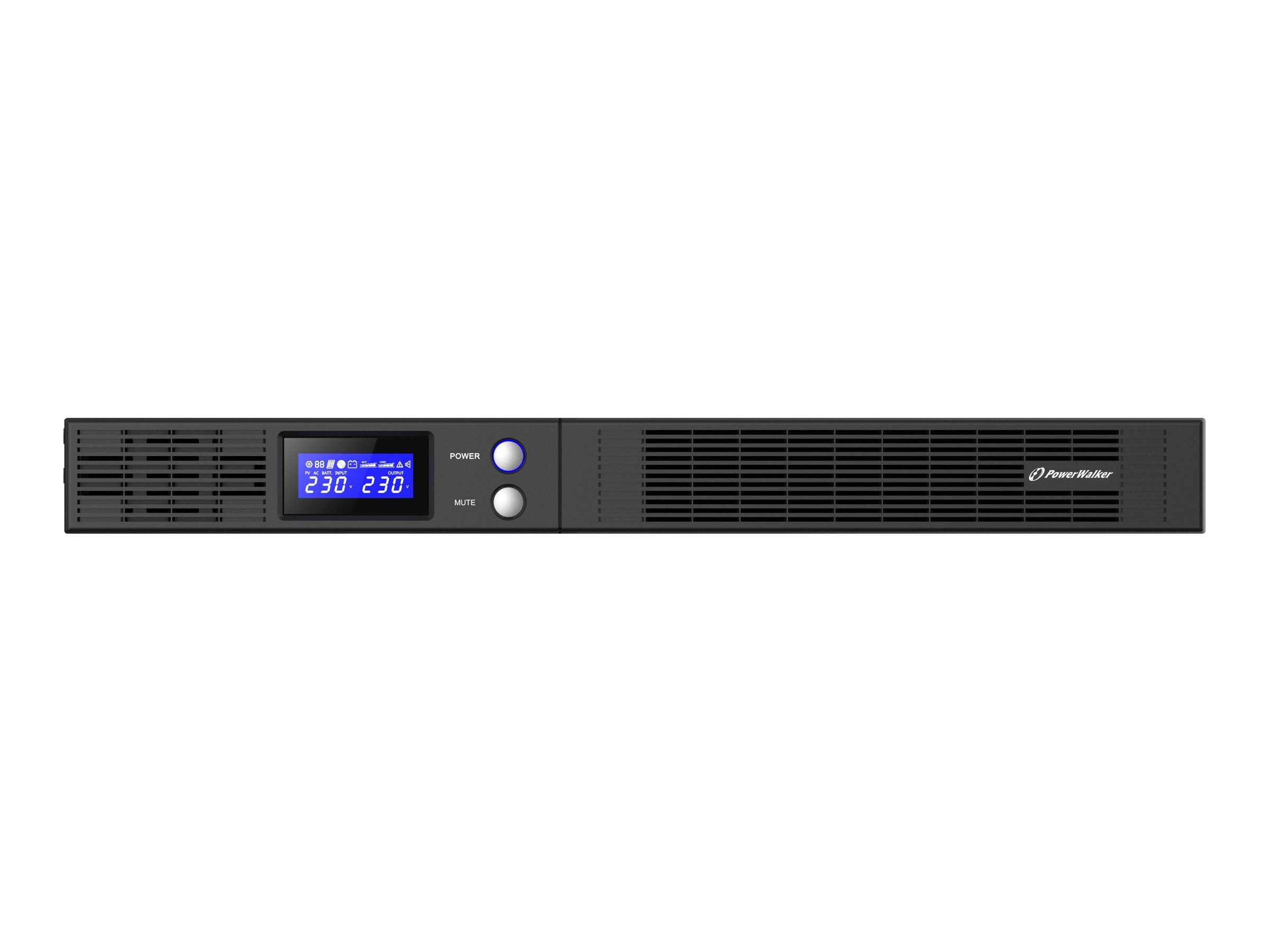 POWERWALKER VI 1500 R1U 1500VA / 900W Line-Interactive USV 1HE Rack AVR LCD Reine Sinuswelle SNMP Slot