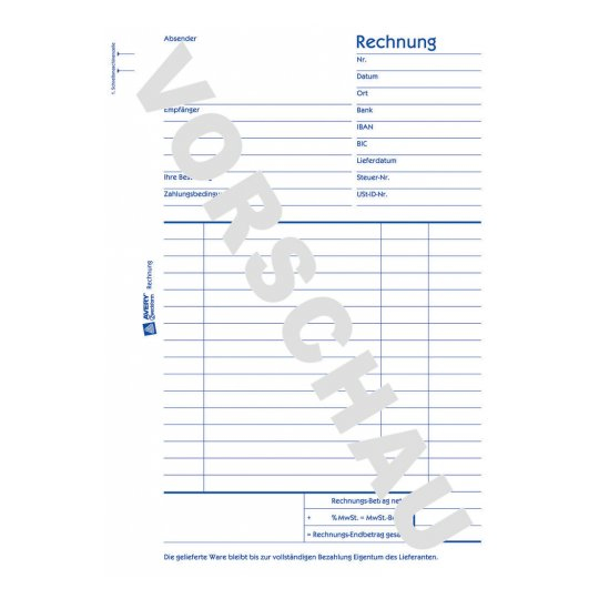 AVERY Zweckform Rechnung Formularbuch 1230