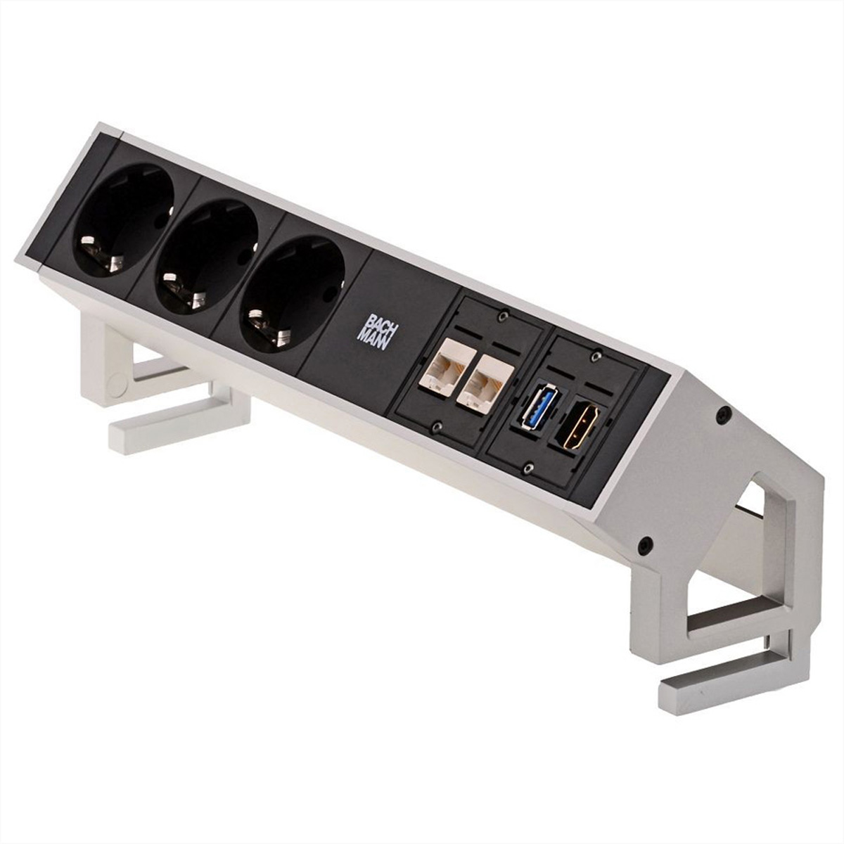 Bachmann DESK 2 Tischsteckdose 3-fach, Farbe: Inox
