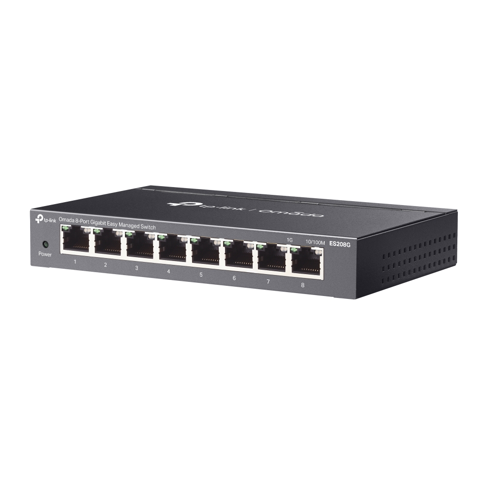 TPLINK ES208G Omada 8Port Gigabit Easy Managed Switch 8x 101001000Mbps RJ45 luefterlos Metallgehaeuse desktoprack mounting
